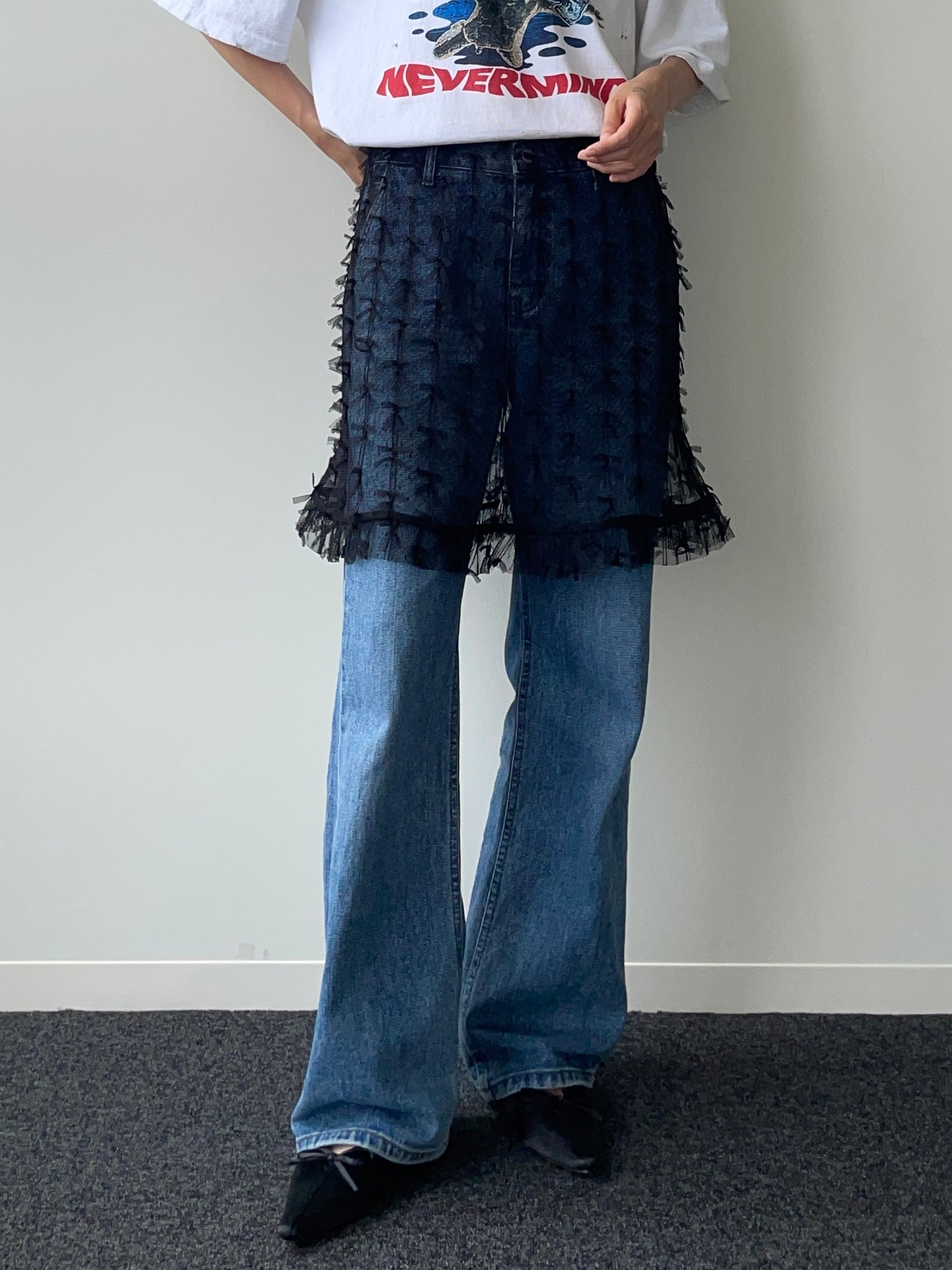 RIBBON TULLE SKIRT Black【SELECT ITEM】