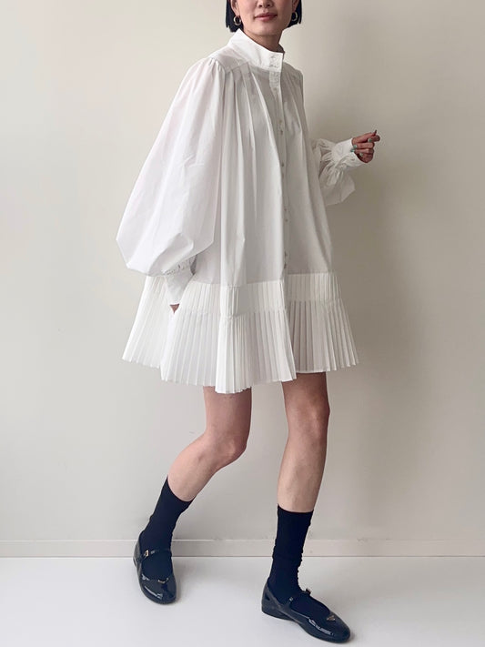 JENNY PLEATED DRESS White