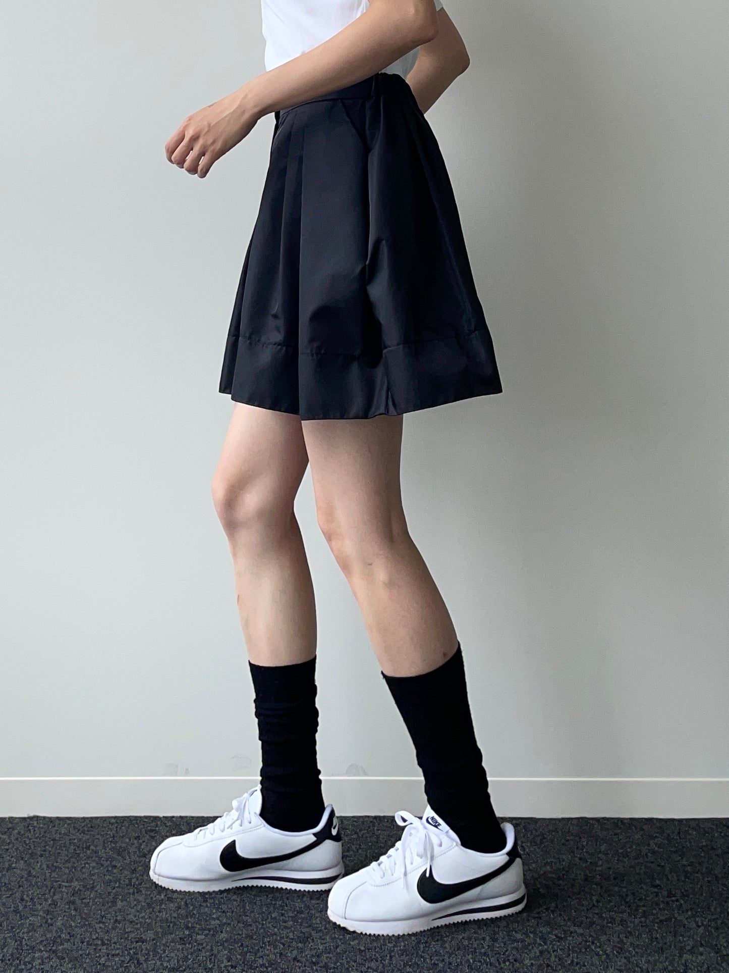 CINDY BALLOON NYLON SKIRT Black