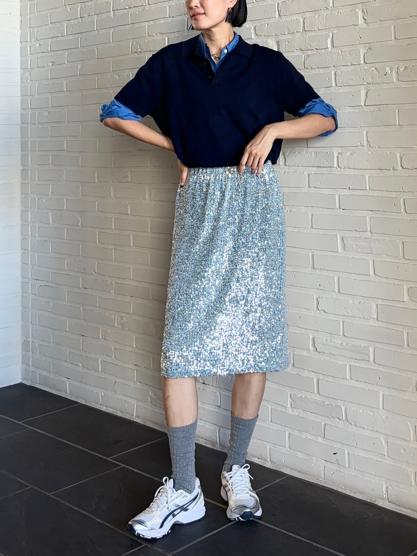 SPARK SEQUIN SKIRT Silver