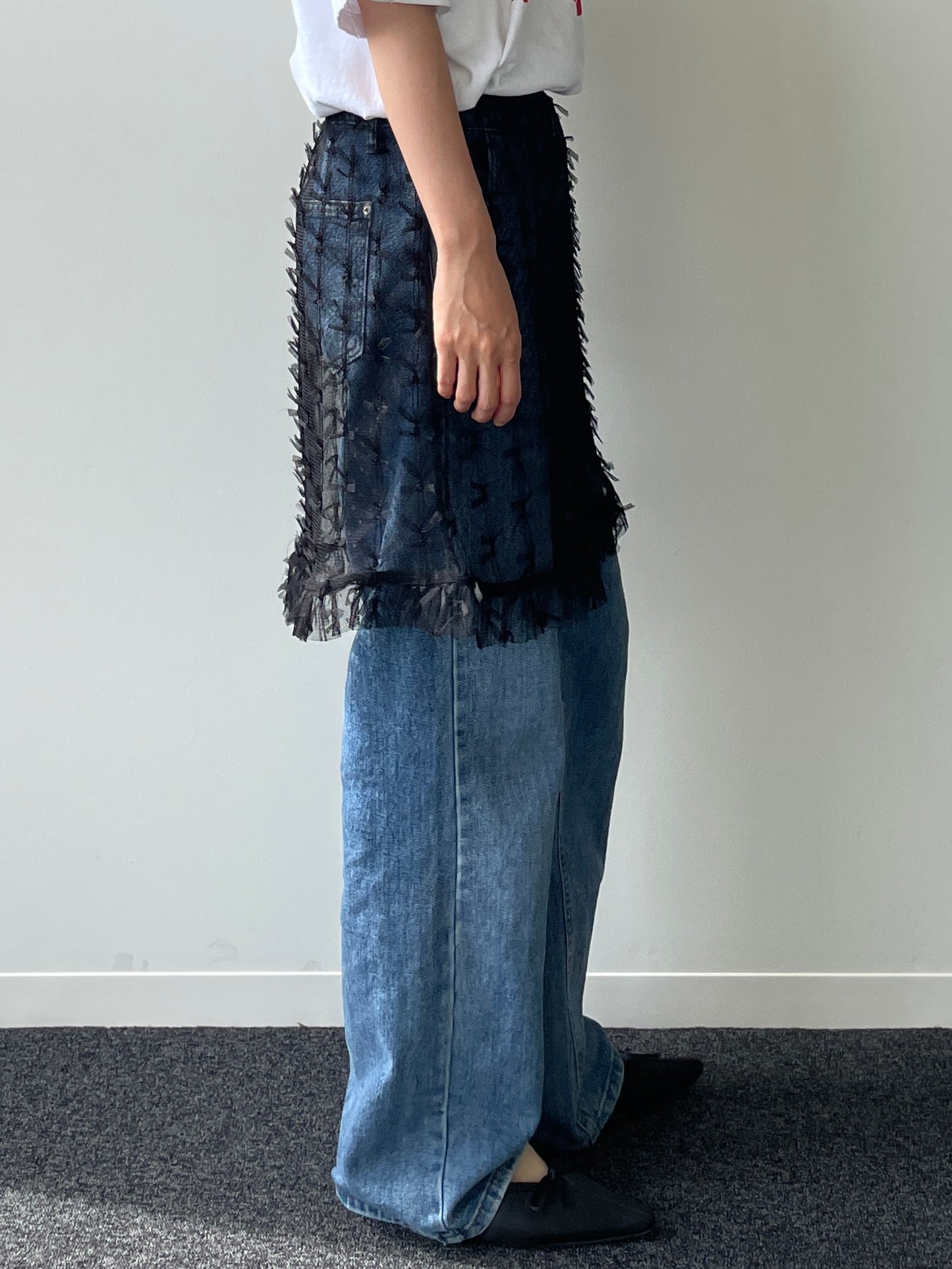 RIBBON TULLE SKIRT Black【SELECT ITEM】