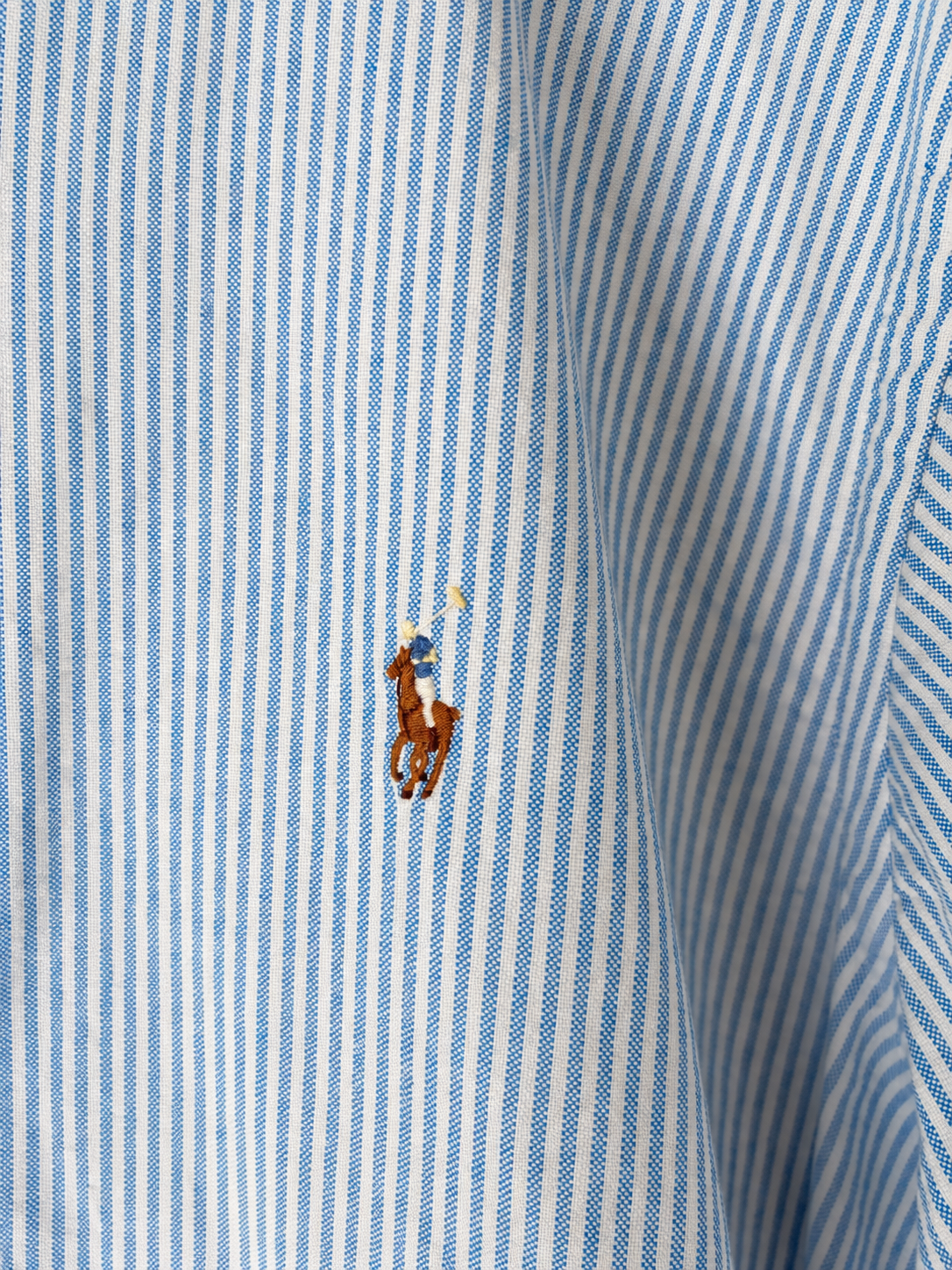POLO RALPH LAUREN ★ PIN STRIPE / BROWN PONY ★ L ★ USED ITEM