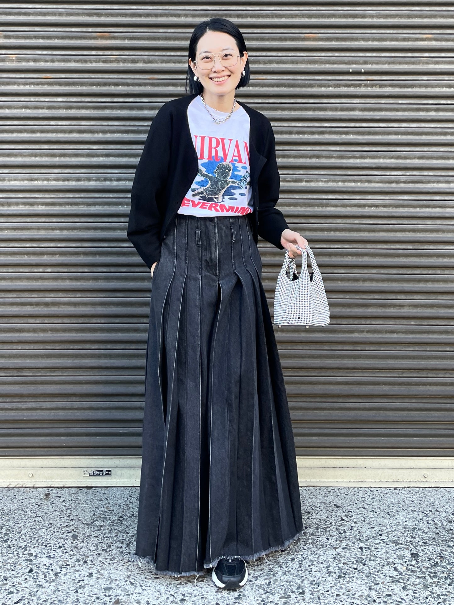 BLACK DENIM PLEATED PANTS【SELECTED ITEM】