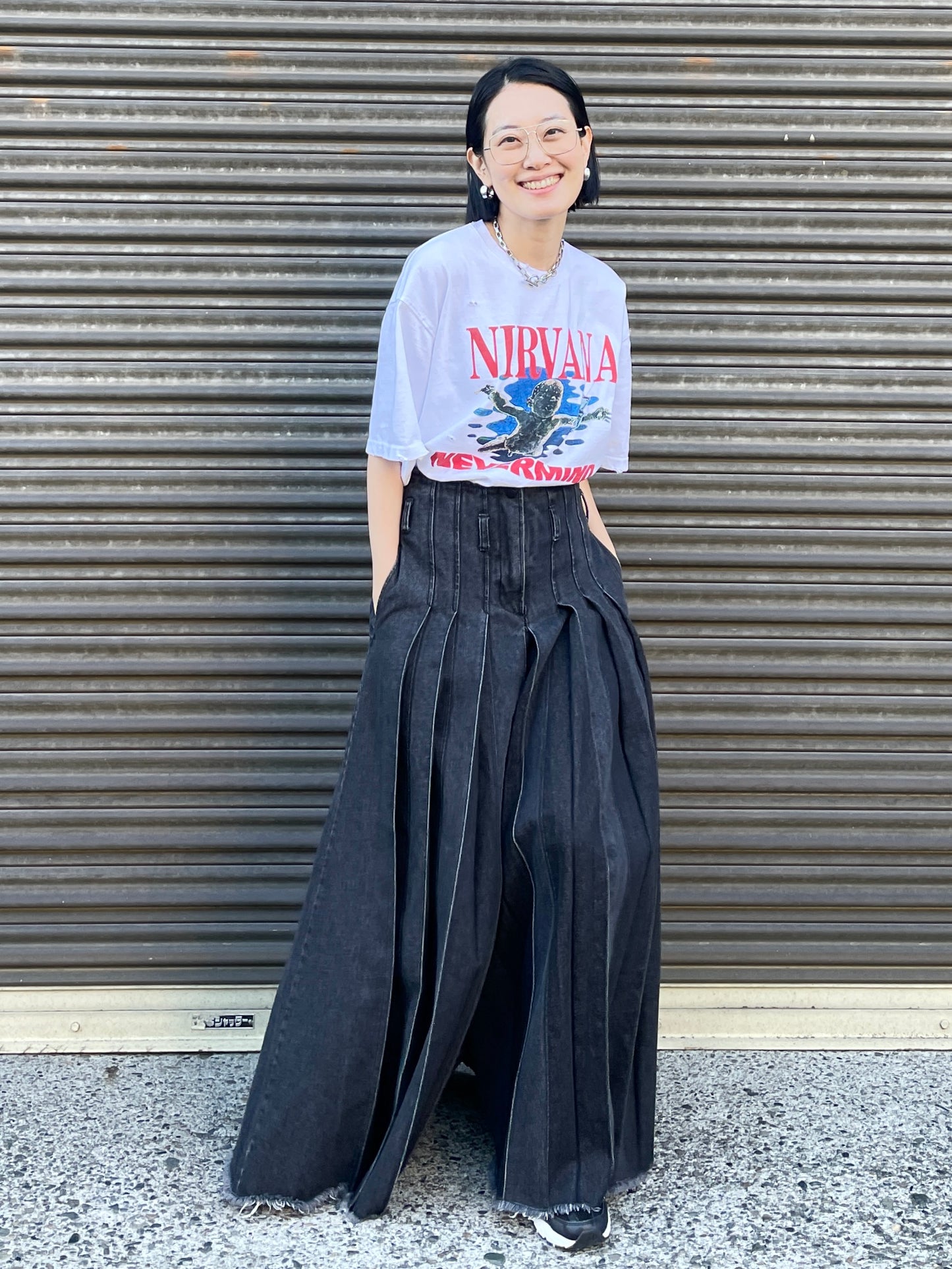 BLACK DENIM PLEATED PANTS【SELECTED ITEM】