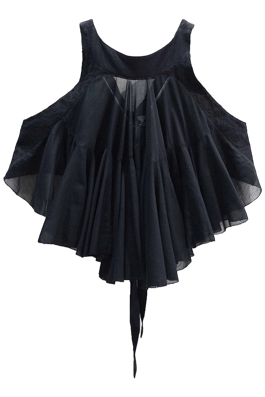 AAYUSHI ランダムギャザーバックフリルベスト〔SFN0303〕Asymmetrical Gathered Back Frill Vest