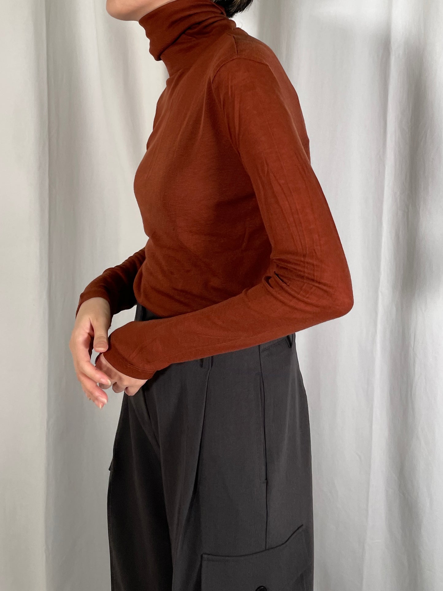 AIRY TURTLE NECK SHEER JERSY
