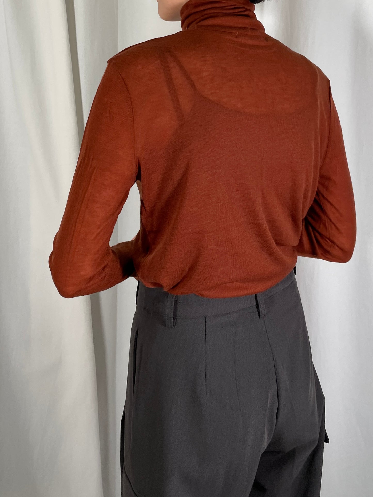 AIRY TURTLE NECK SHEER JERSY