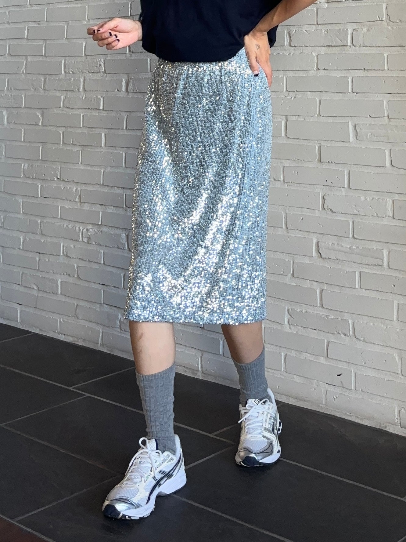 SPARK SEQUIN SKIRT Silver