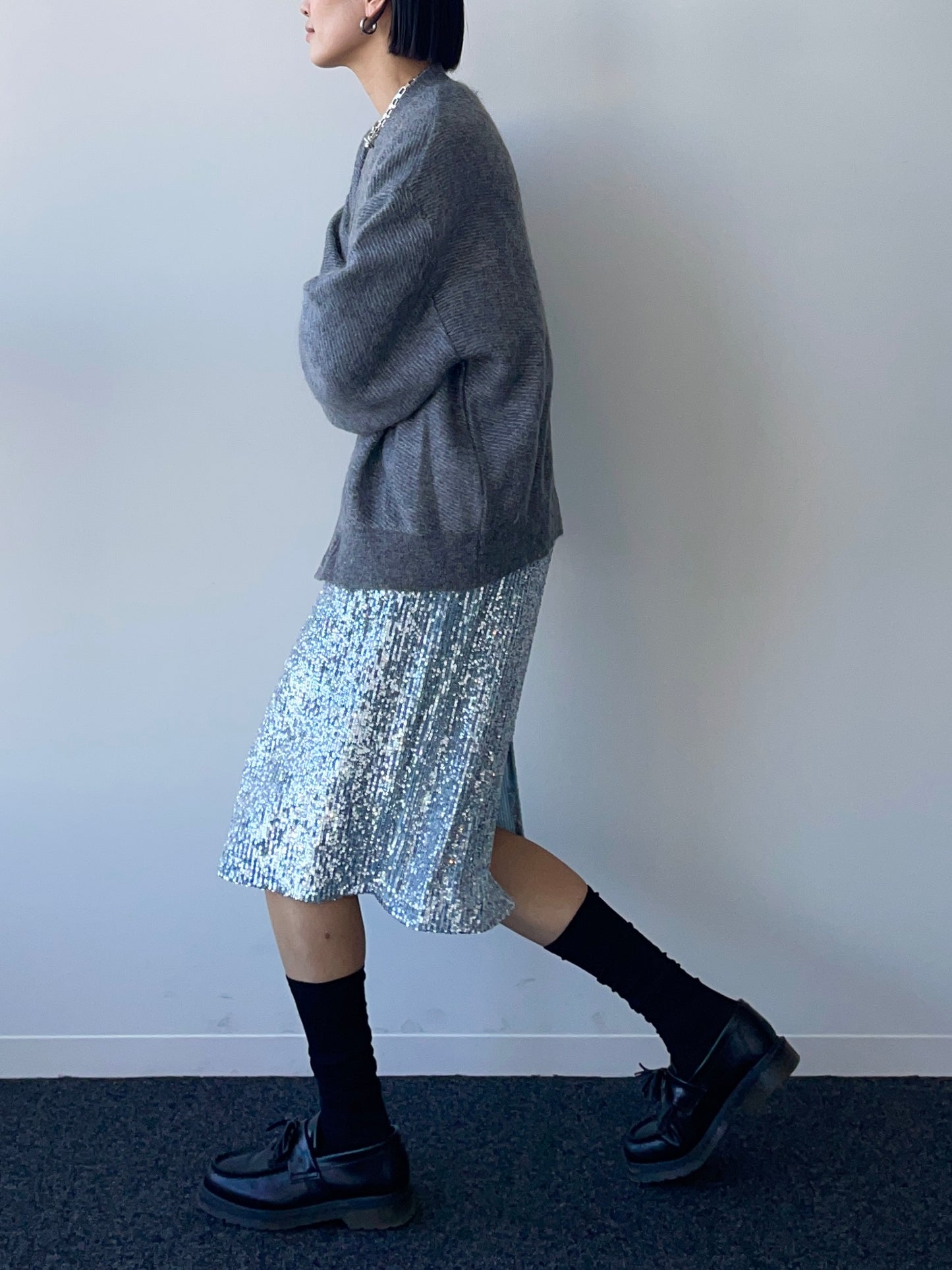 SPARK SEQUIN SKIRT Silver