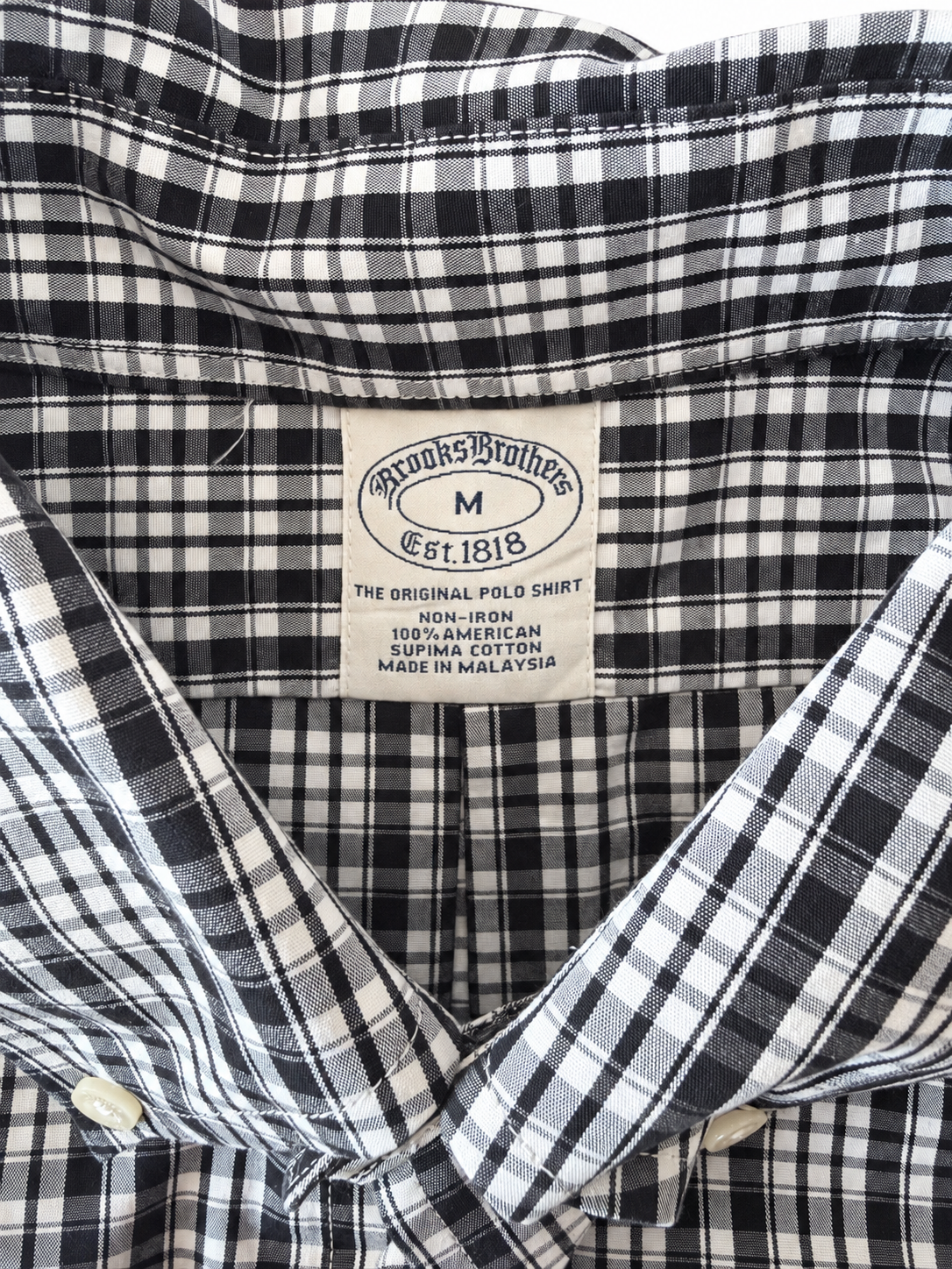BROOKS BROTHERS BLACK CHECK / M ★ USED ITEM