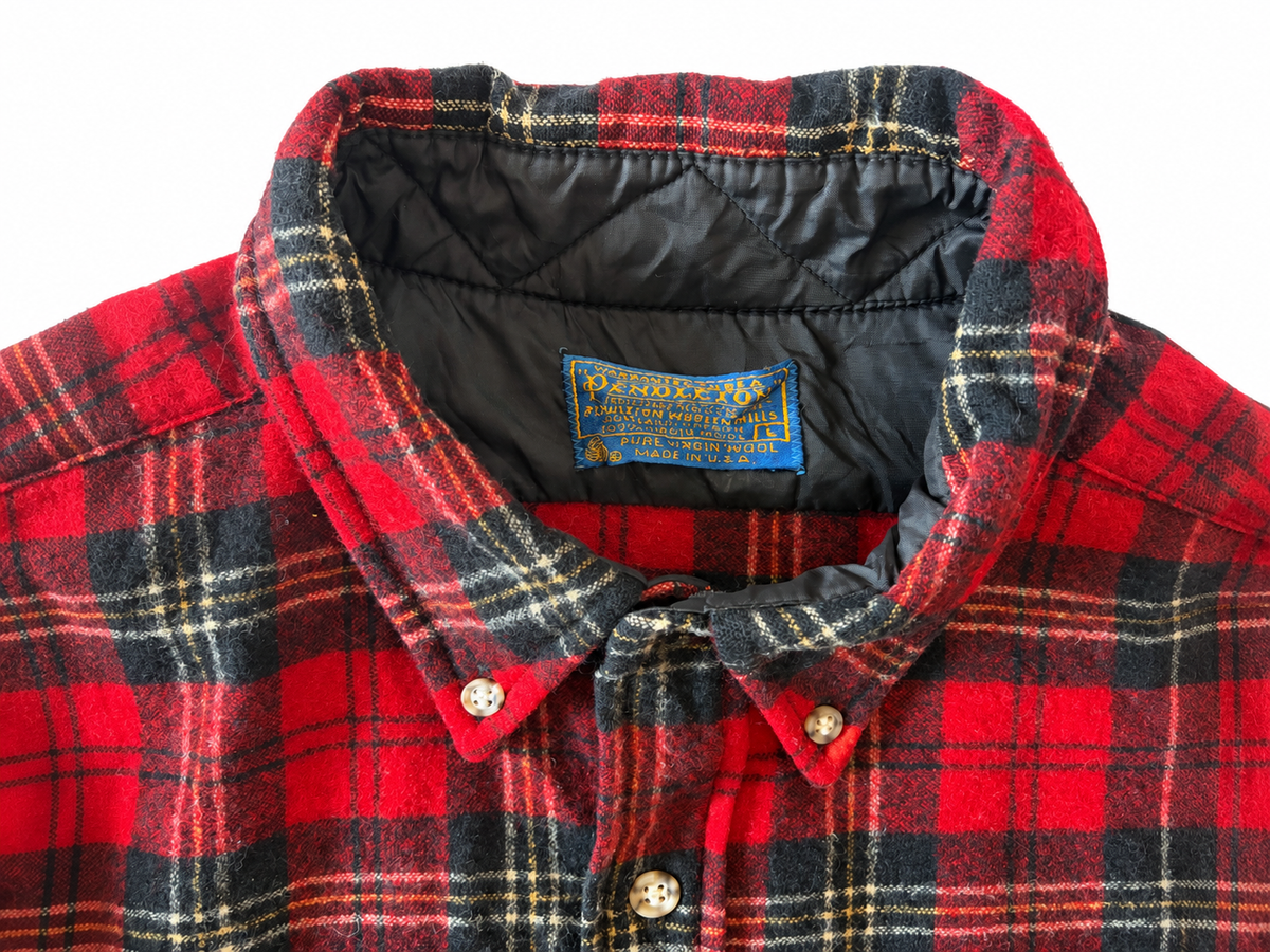 PENDLETON SHIRT ★ RED CHECK / 1970s ★ VINTAGE