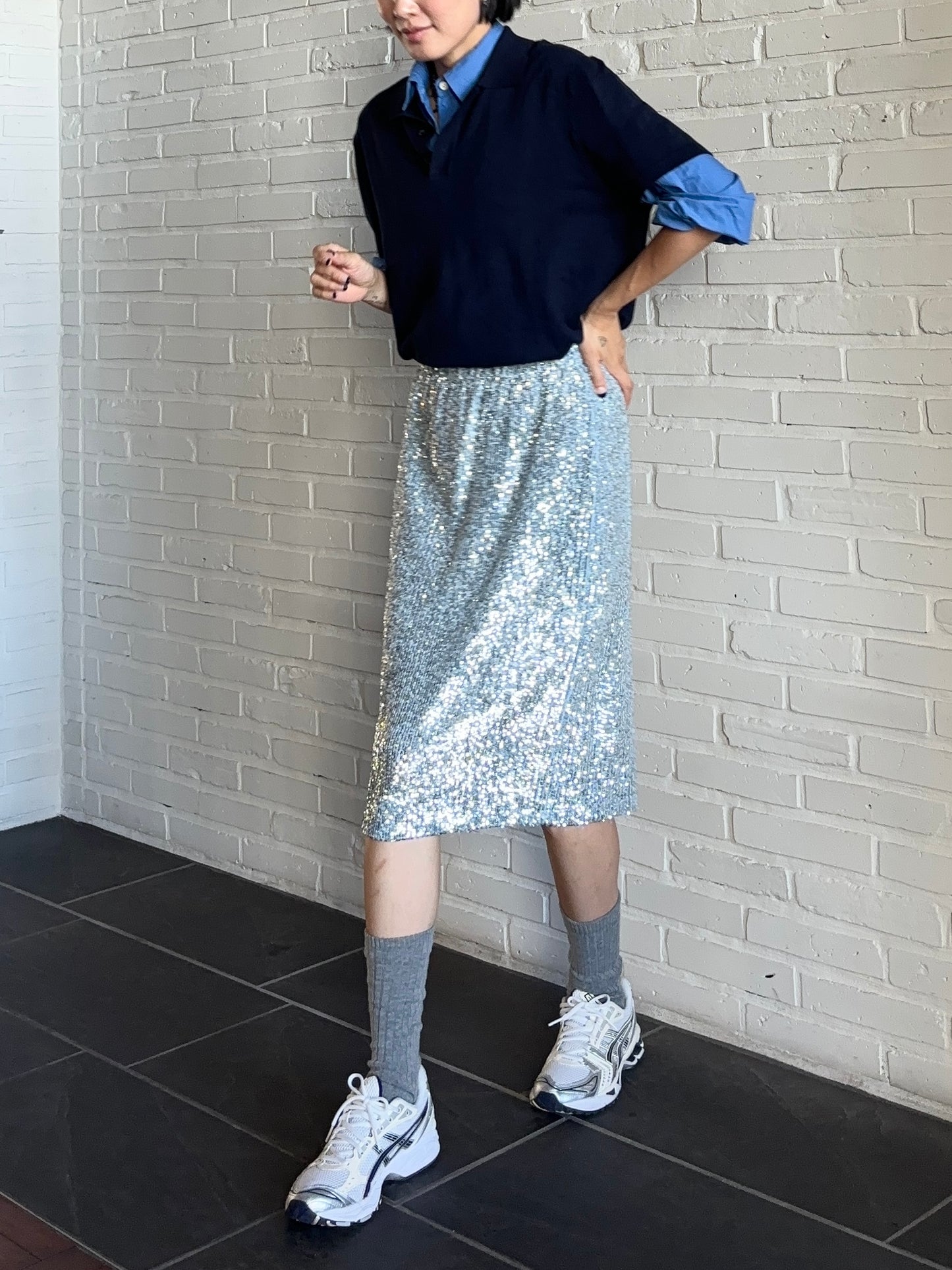 SPARK SEQUIN SKIRT Silver