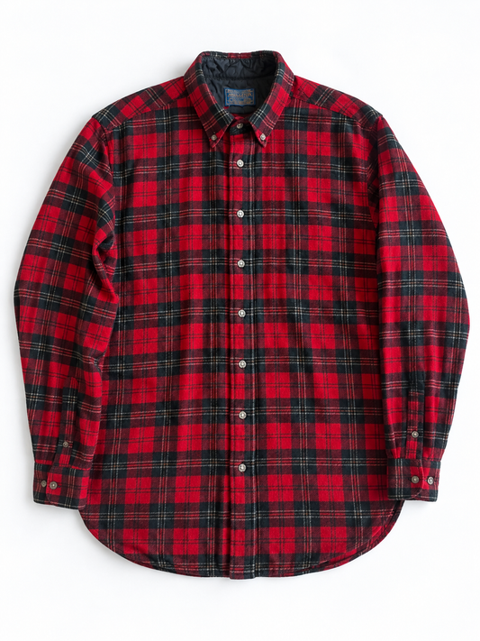 PENDLETON SHIRT ★ RED CHECK / 1970s ★ VINTAGE