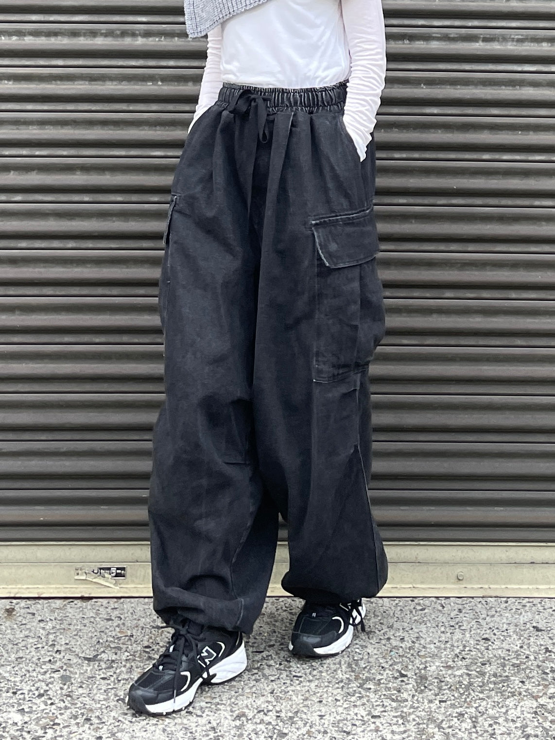 ADDISON DENIM CARGO PANTS Black UNISEX【SELECTED ITEM】