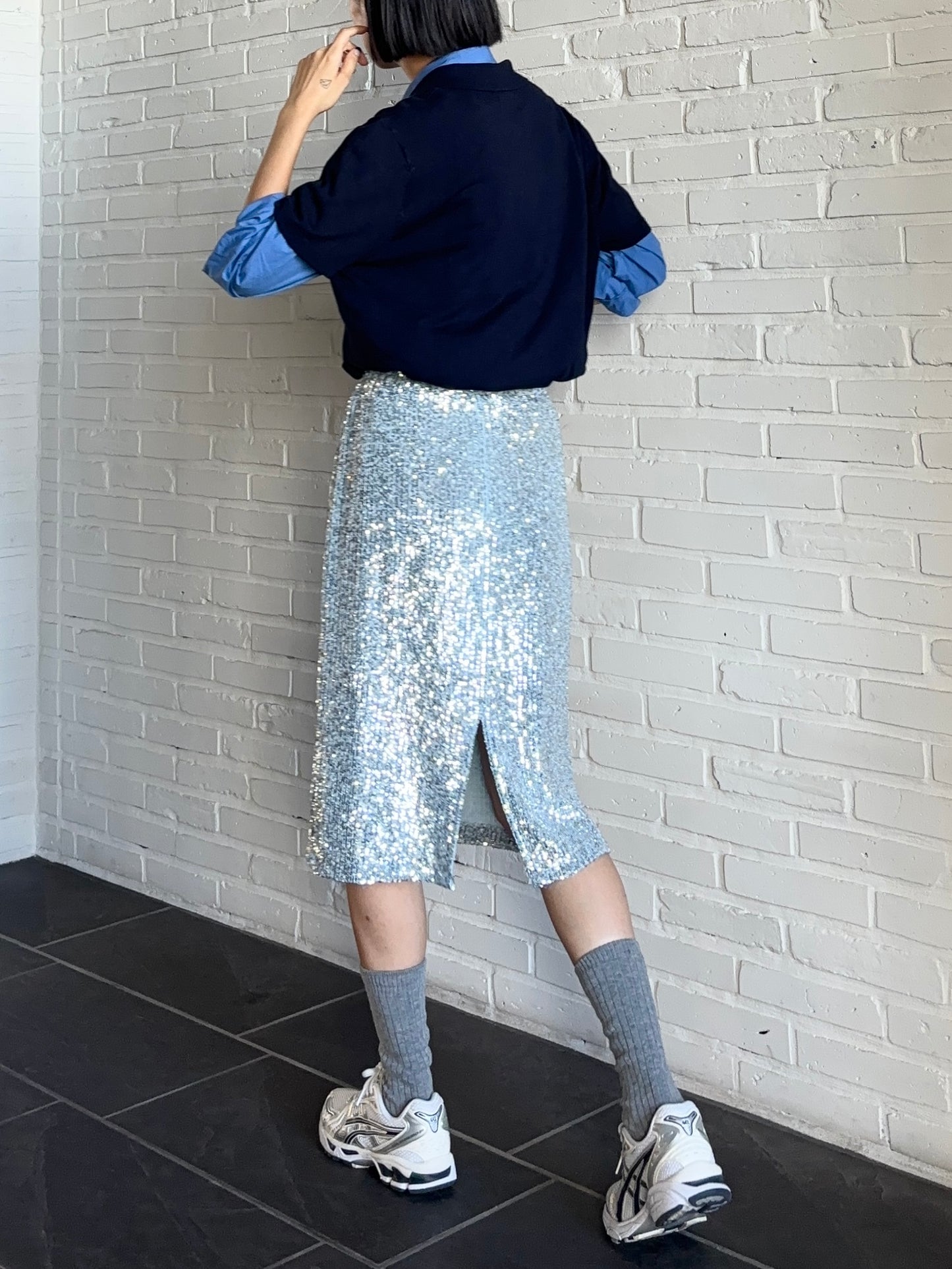 SPARK SEQUIN SKIRT Silver