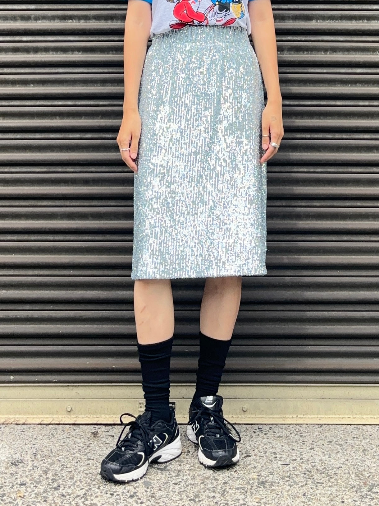 SPARK SEQUIN SKIRT Silver