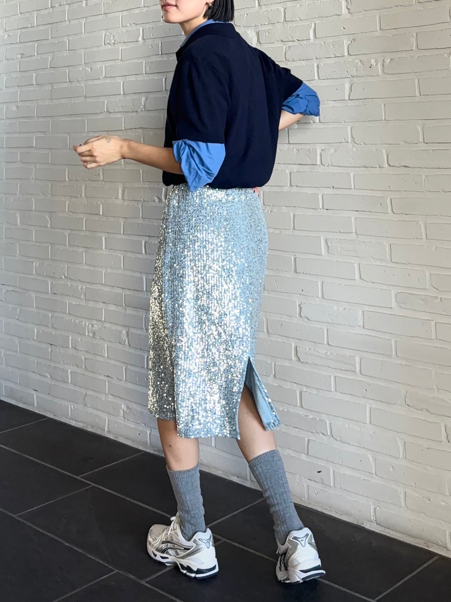 SPARK SEQUIN SKIRT Silver