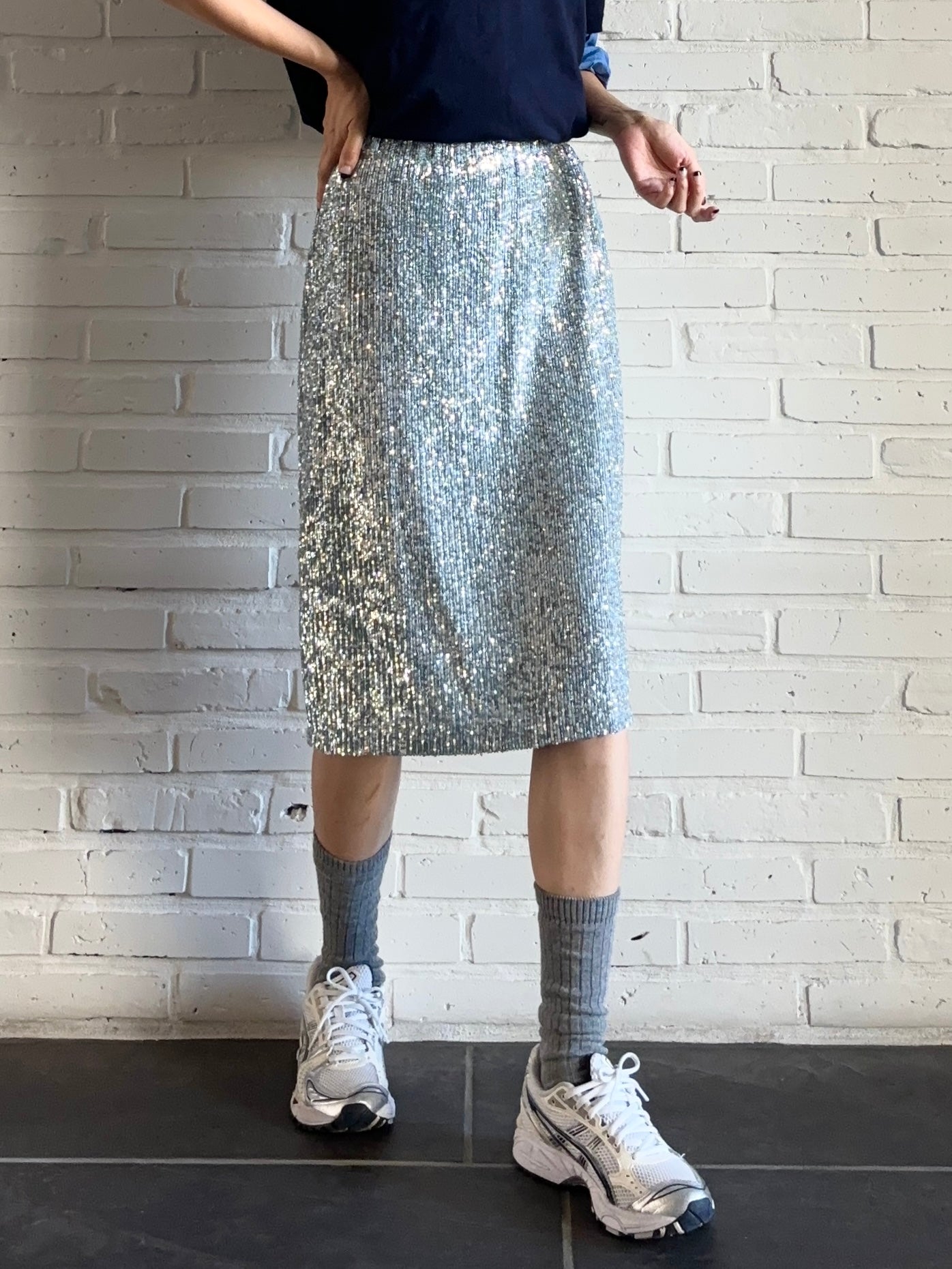 SPARK SEQUIN SKIRT Silver