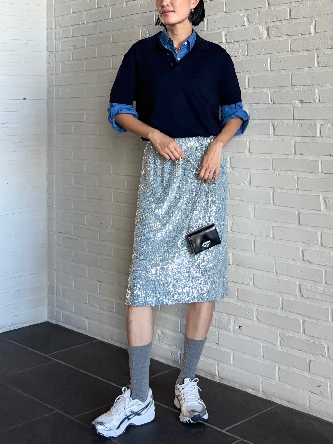 SPARK SEQUIN SKIRT Silver