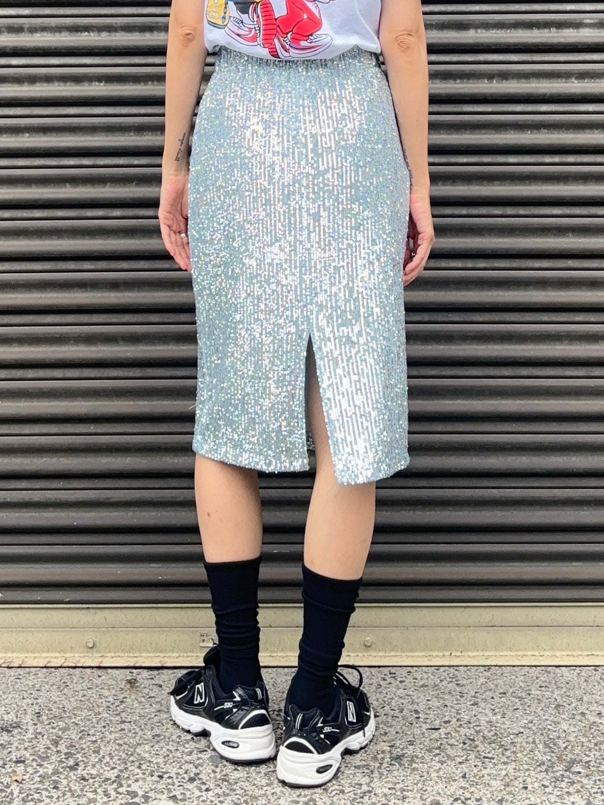 SPARK SEQUIN SKIRT Silver