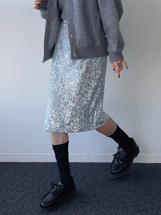 SPARK SEQUIN SKIRT Silver