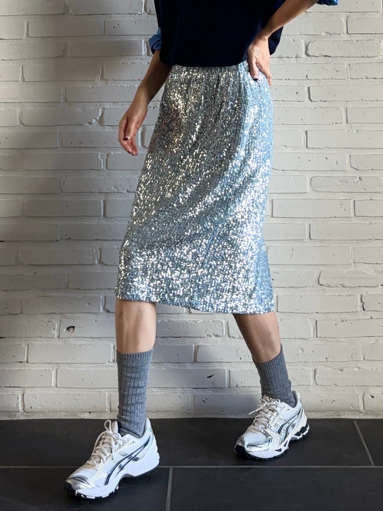 SPARK SEQUIN SKIRT Silver