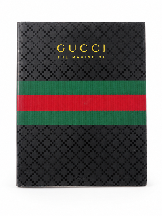 Front cover of GUCCI The Making Of with green and red web stripe
