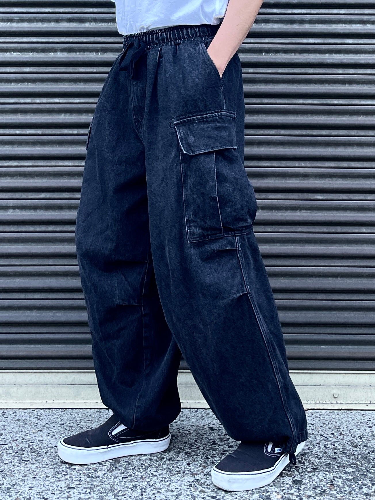 ADDISON DENIM CARGO PANTS Black UNISEX【SELECTED ITEM】