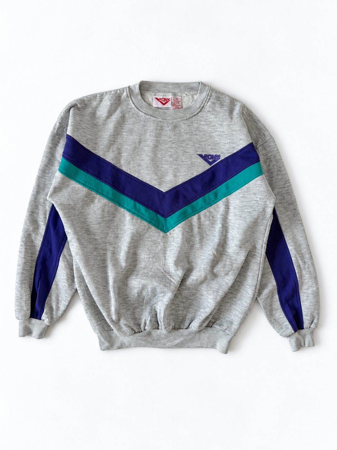 PONY COLOR BLOCK SWEAT SHIRTS ★ USED