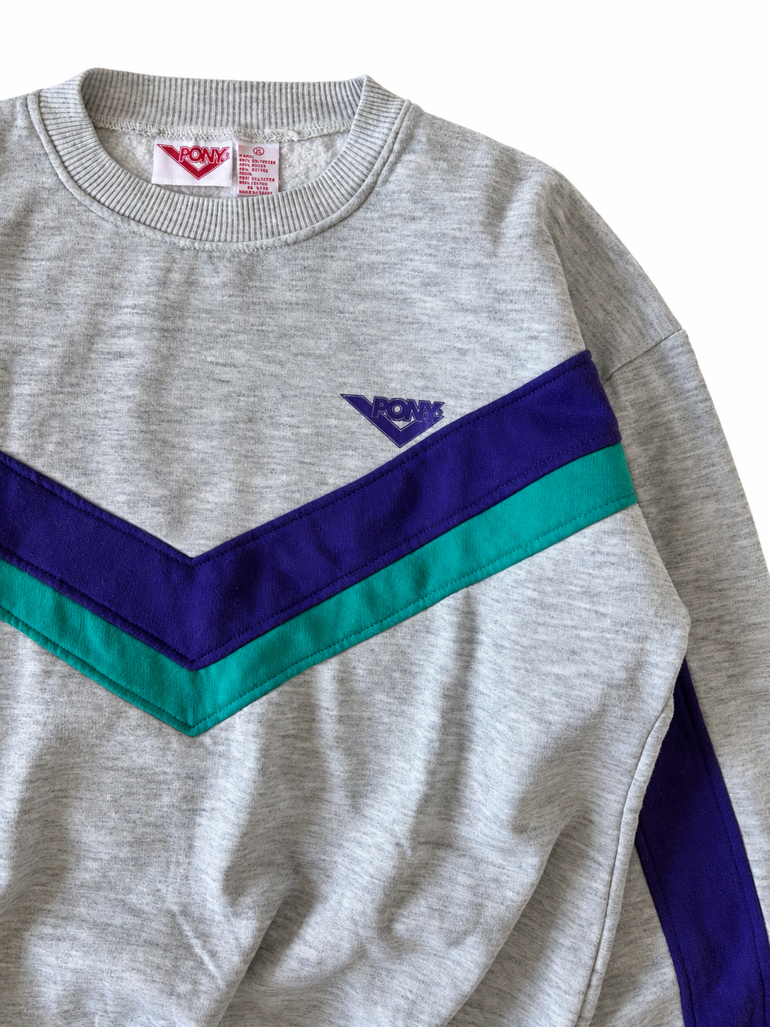 PONY COLOR BLOCK SWEAT SHIRTS ★ USED