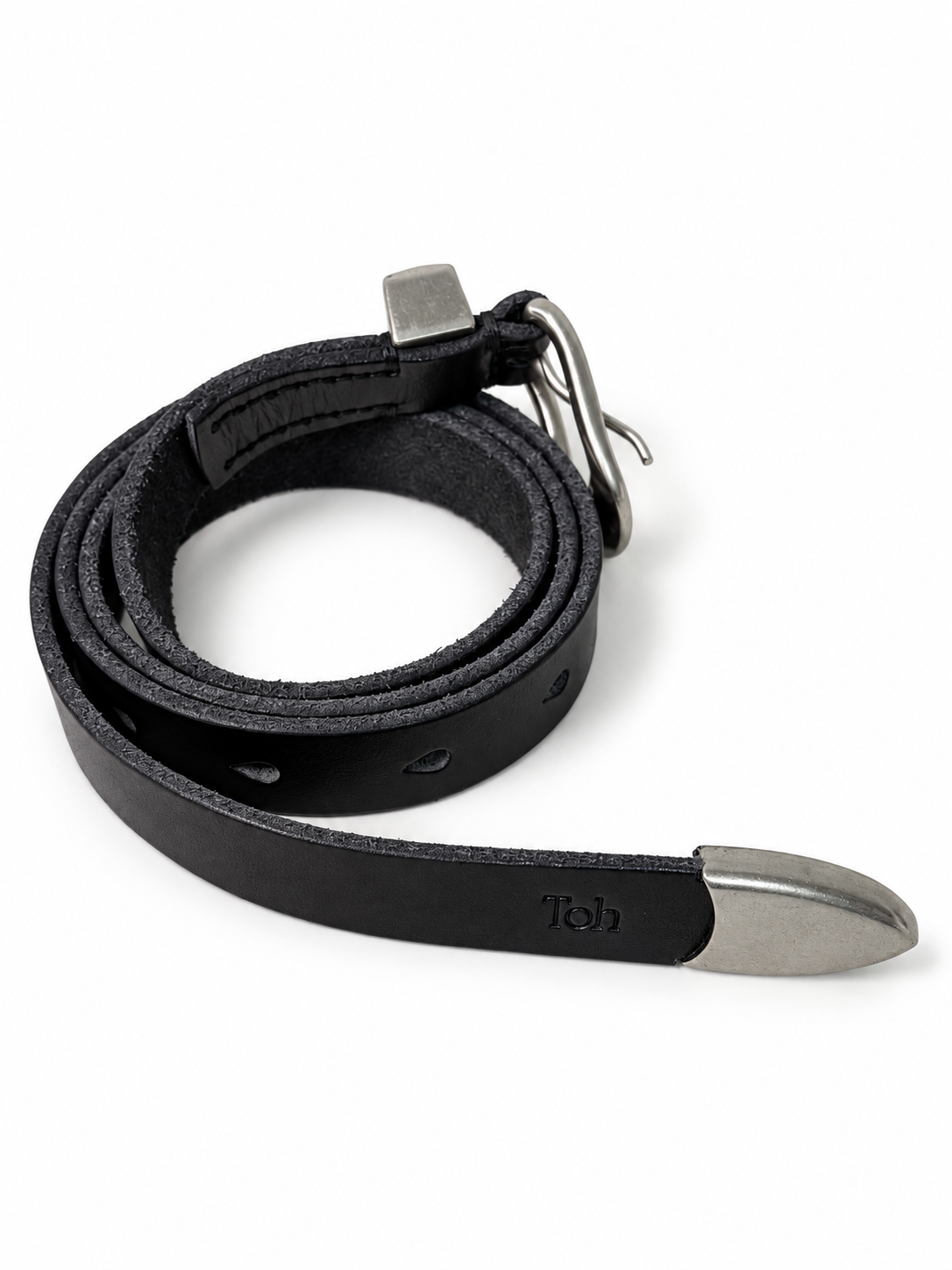 METAL BELT BLACK☆GENUINE LEATHER
