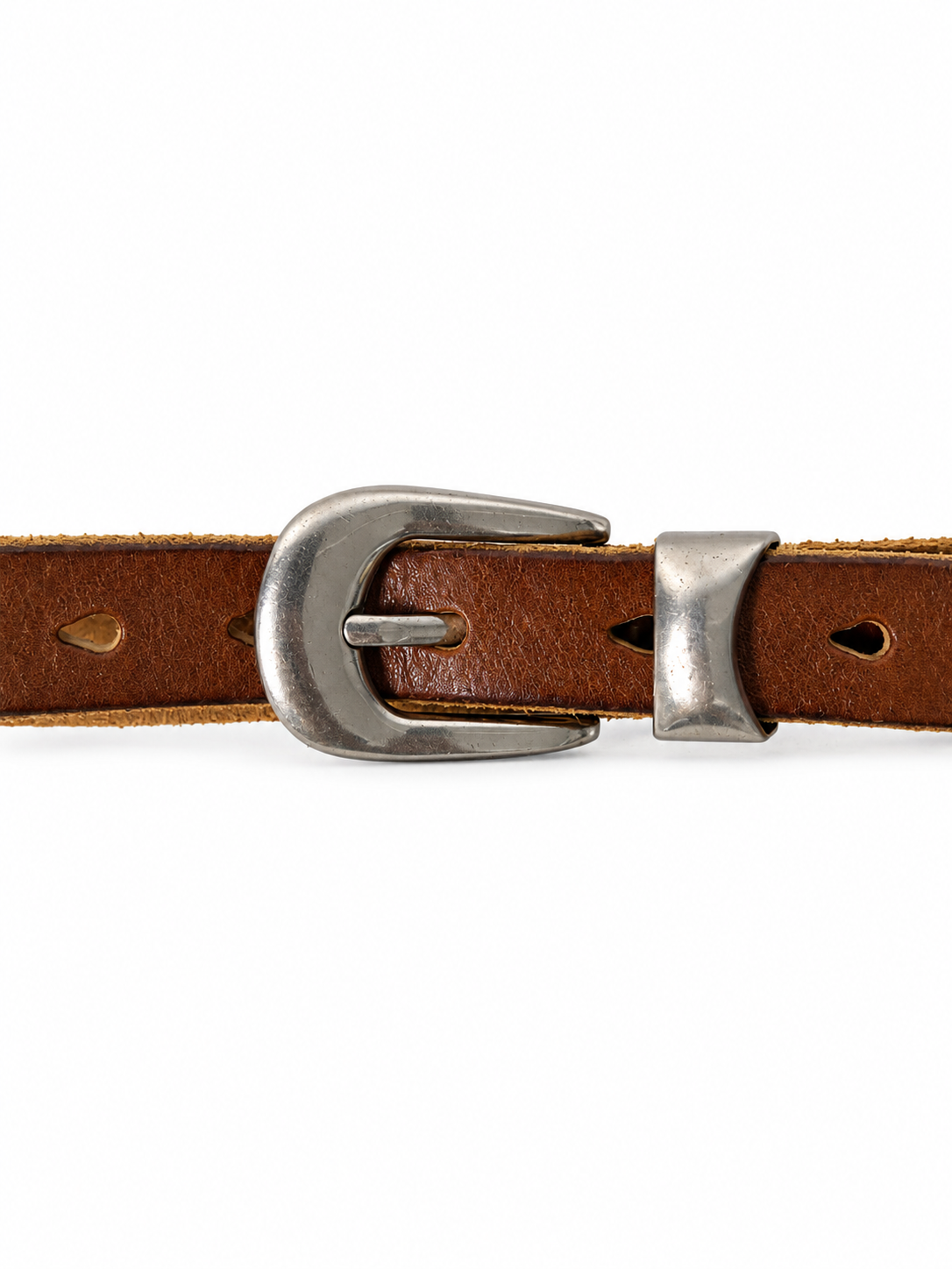 METAL BELT BROWN★GENUINE LEATHER