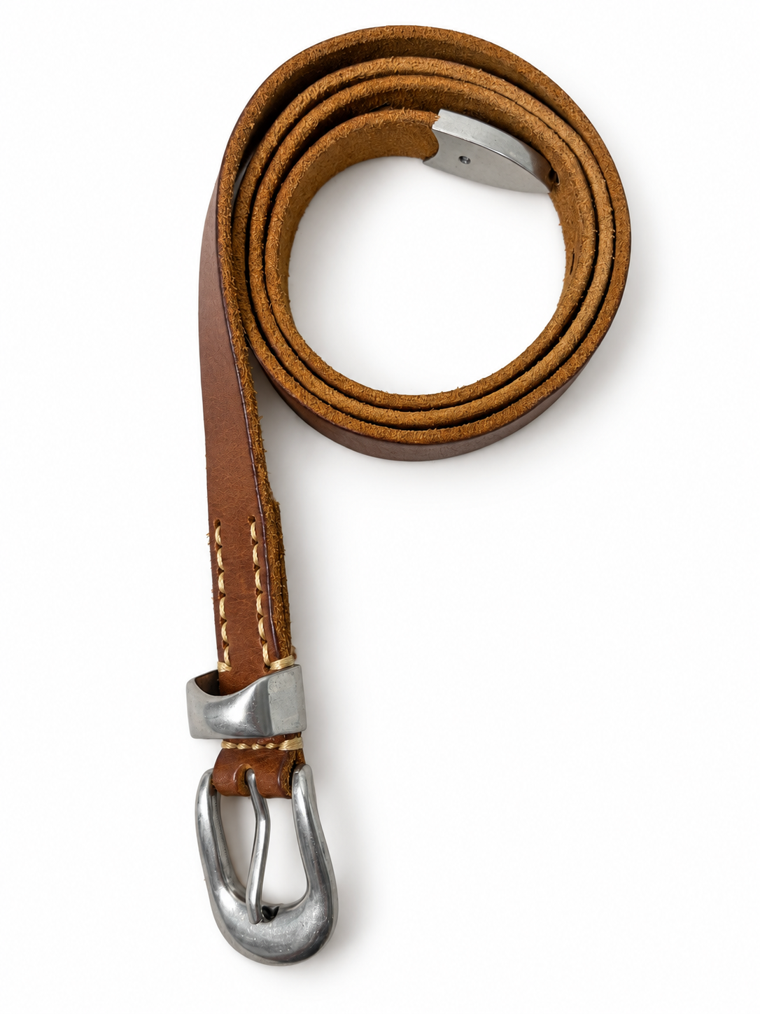 METAL BELT BROWN★GENUINE LEATHER