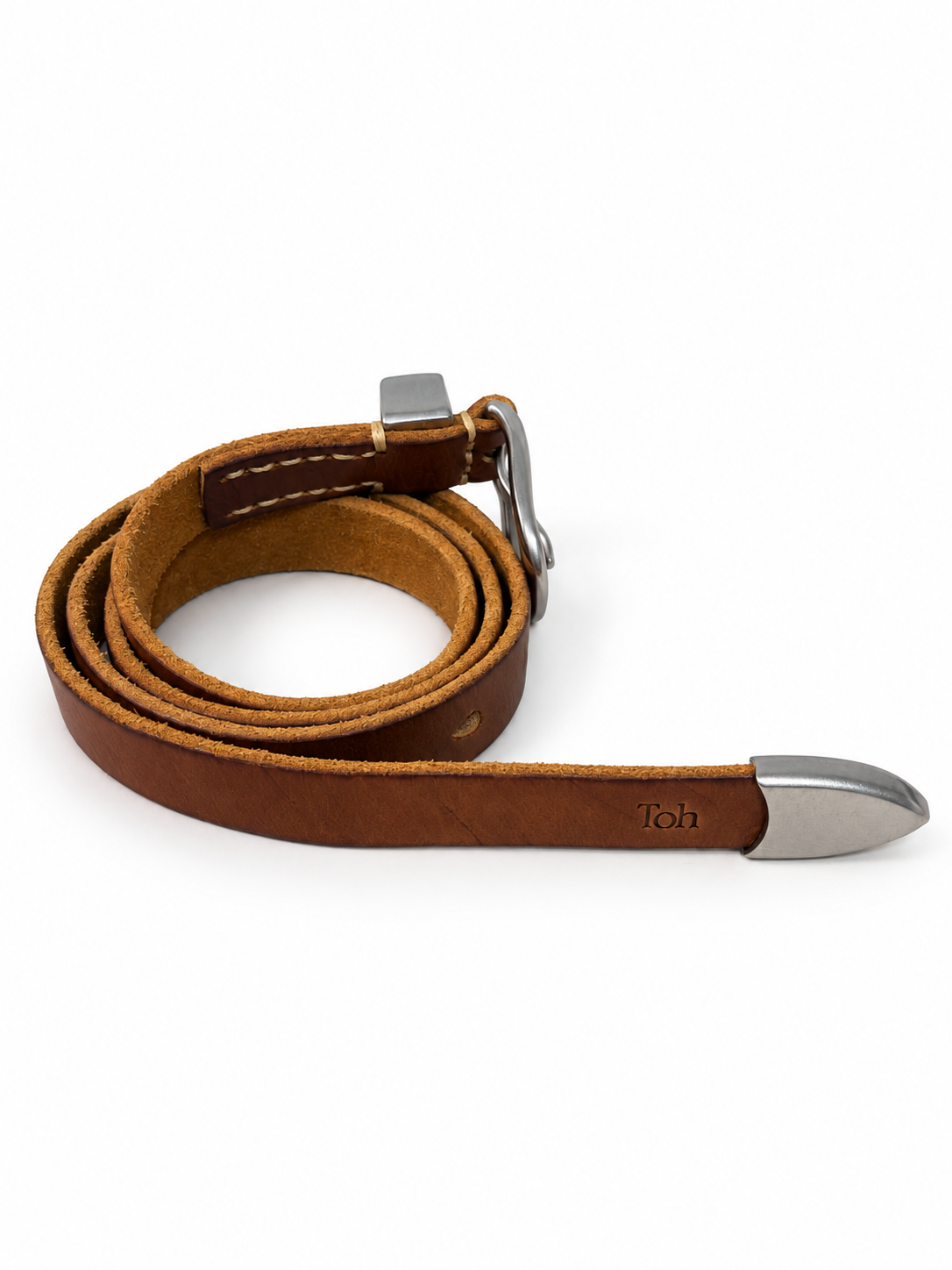 METAL BELT BROWN★GENUINE LEATHER