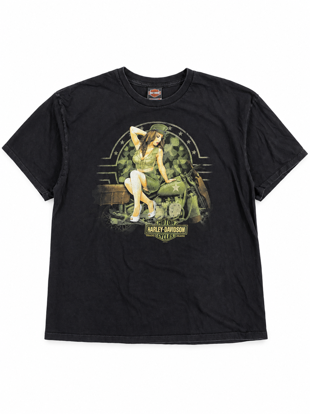 HARLEY-DAVIDSON｜MILITARY PINUP／MOUNTAINFEST Graphic T-Shirt ★ 2XL ★USED