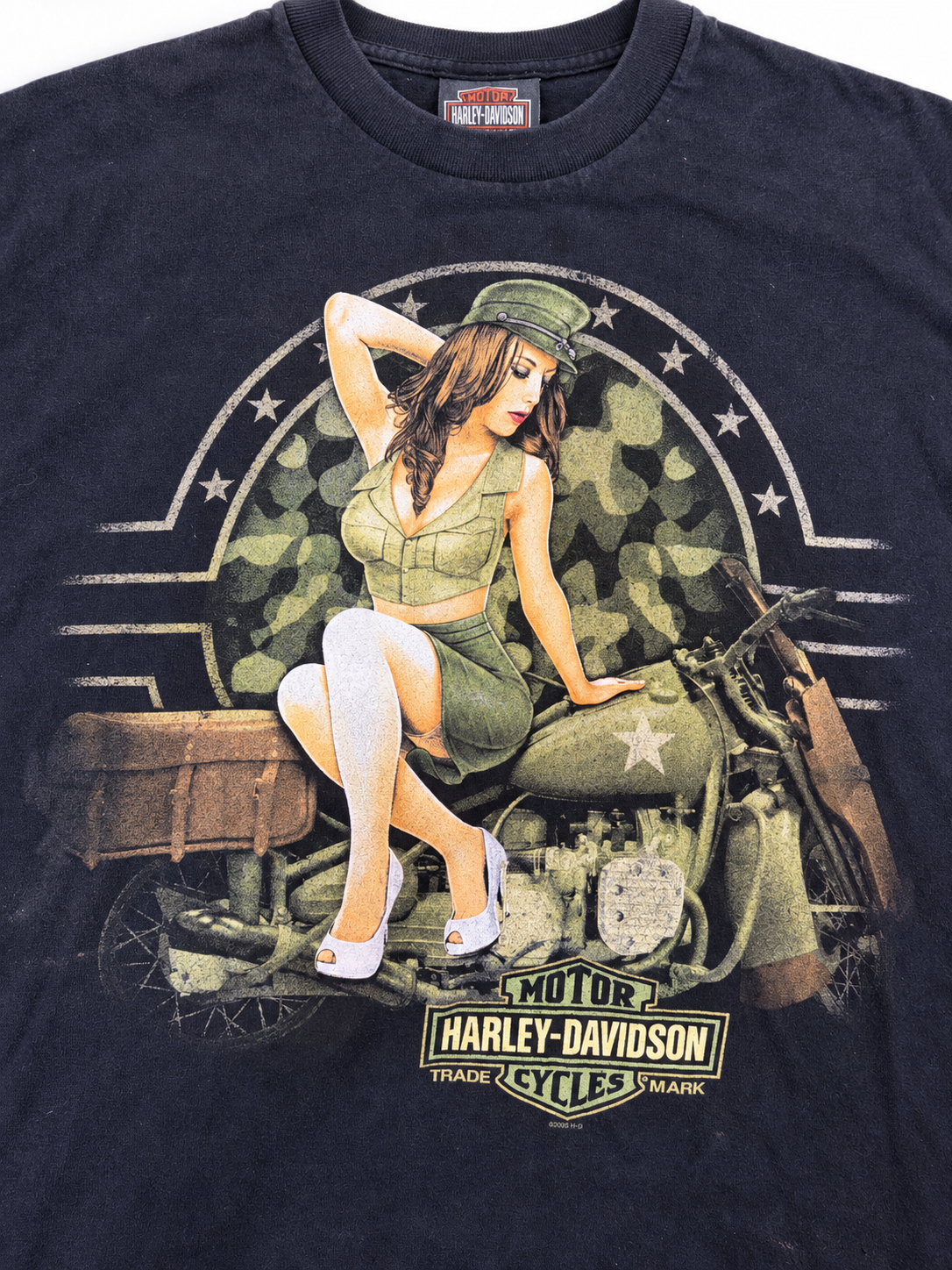 HARLEY-DAVIDSON｜MILITARY PINUP／MOUNTAINFEST Graphic T-Shirt ★ 2XL ★USED