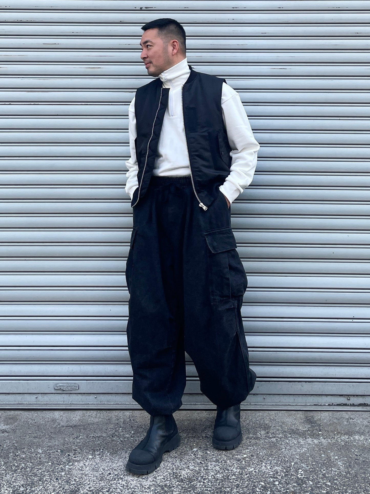 ADDISON DENIM CARGO PANTS Black UNISEX【SELECTED ITEM】