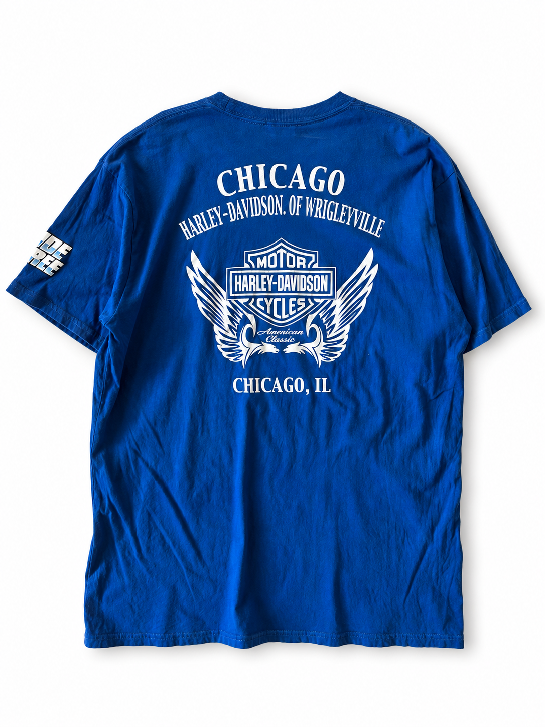HARLEY-DAVIDSON CHICAGO PRINT T-SHIRT★ BLUE★ USED