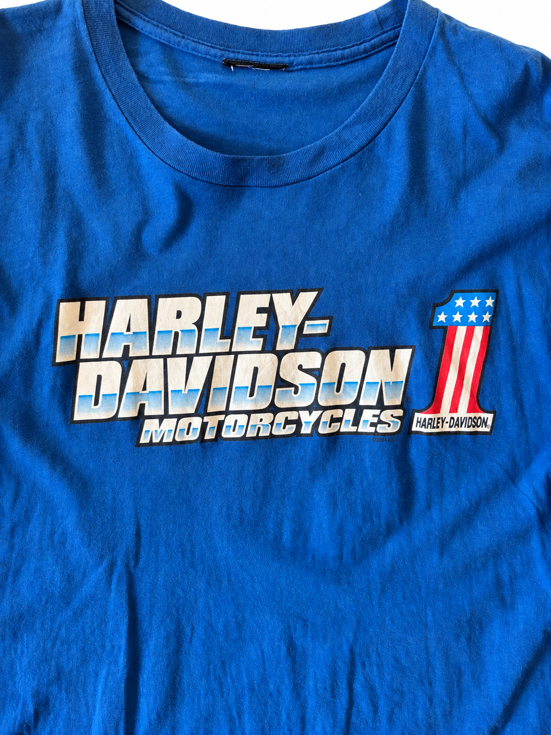 HARLEY-DAVIDSON CHICAGO PRINT T-SHIRT★ BLUE★ USED