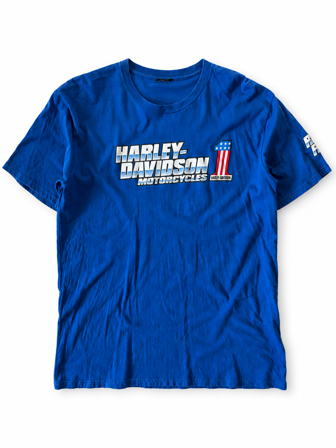 HARLEY-DAVIDSON CHICAGO PRINT T-SHIRT★ BLUE★ USED
