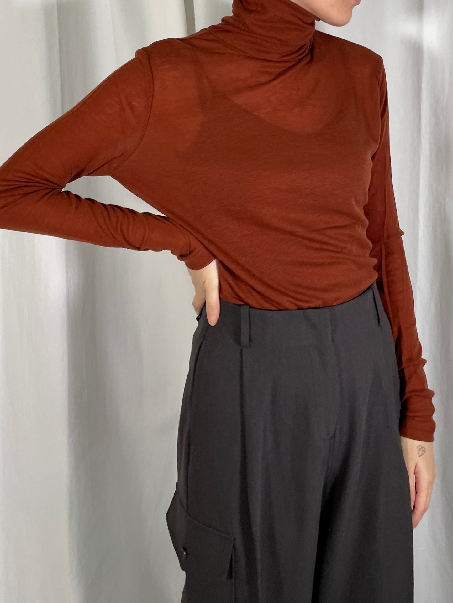 AIRY TURTLE NECK SHEER JERSY